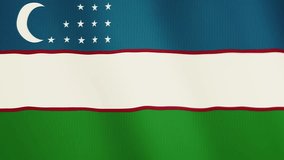 Uzbekistan flag waving animation. Full Screen. Symbol of the country.