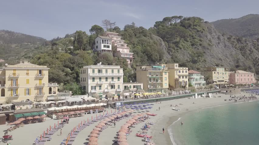 Aerial View of Monterosso al Mare, Cinque Terre, Italy, dLog2, 4K
