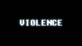 retro videogame VIOLENCE word text computer tv glitch interference noise screen animation seamless loop New quality universal vintage motion dynamic animated background colorful joyful video m