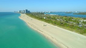 Aerial footage Miami Beach lifeguard stands Haulover Park