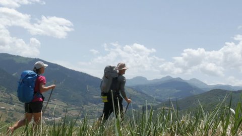 couple hiking in Camino, Spain
