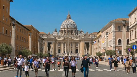 Hyperlapse of The Vatican, St. Peter's Basilica, Basilica of Saint Peter, City view of Rome, Roma, Italy