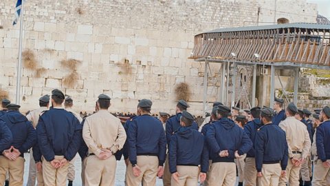 Israeli Soldiers at the Western Wall in Jerusalem Israel