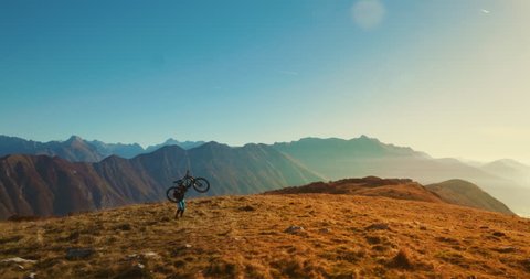 Aerial Tracking Mountain Bikers On Crosscountry Stock Footage Video ...