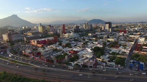 Monterrey Aerial View Skyline Sunset Footage