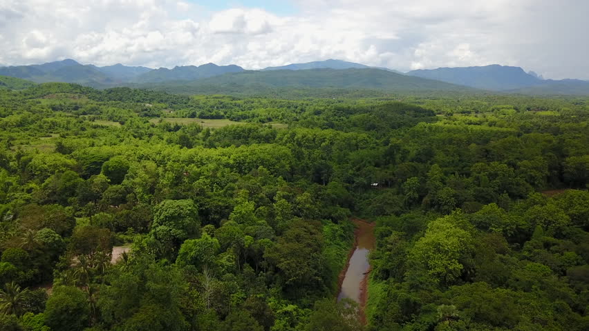 Aerial - Dense Lush Green Tropical Jungles in Laos - Fast | Shutterstock HD Video #1010586497