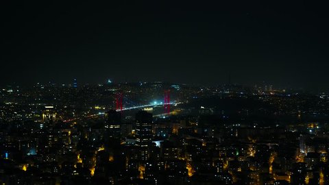 4K Turkey,  istanbul, Bosphorus City Levent, besiktas, night, skyscraper  