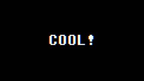 retro videogame COOL word text computer tv glitch interference noise screen animation seamless loop New quality universal vintage motion dynamic animated background colorful joyful video m