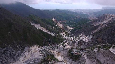 Carrara marble quarry aerial shot
