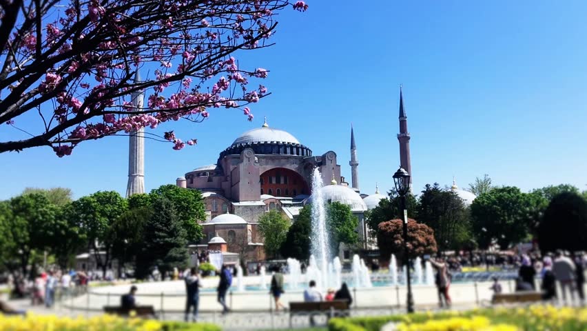 Hagia Sophia Turkey in Istanbul historical peninsula also turkey. It is a historical monument frequently visited by tourists in Istanbul. Hagia Sophia Byzantine period architect. People do not look.