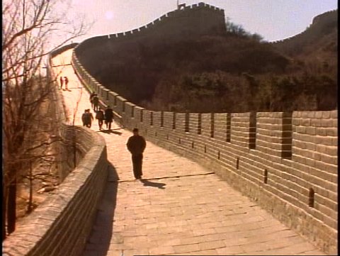 CHINA, 1999, The Great Wall of China, backlighting wide shot, people