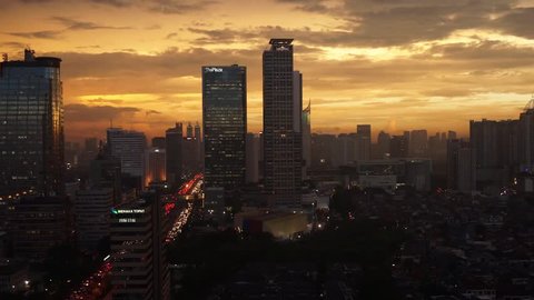 Jakarta - Indonesia. June 2017. aerial time lapse of Jakarta city building. Asean Business city. Indonesia aerial city.