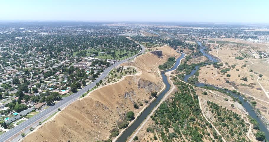 Aerial view of Bakersfield, California. City of oil pumpjack