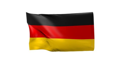 German flag waving on a white background, 3d animation