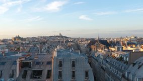 Professional video of aerial view on Sacre Coeur in Paris in 4k slow motion 120fps
