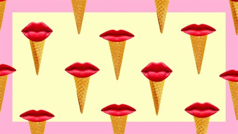 Motion fashion design art. Kiss ice cream background