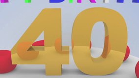 Happy 40th birthday for middle-aged men or women party event render animation 