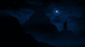 Castle In The Mountains With Full Moon Above - Powered by Shutterstock - Get 15% off with code: PIKWIZARD15