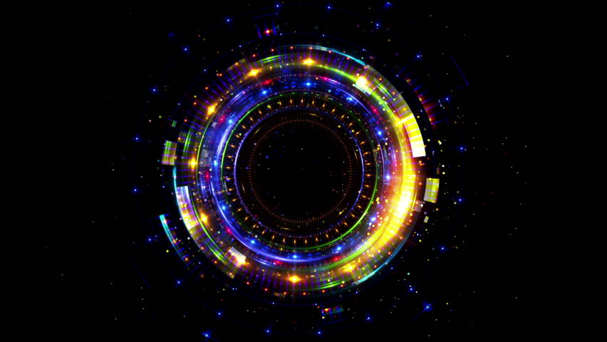 Abstract neon background. Shine ring. Halo around. Sparks particle. 
Space tunnel. LED color ellipse. Glint glitter. Shimmer loop motion. 
Empty hole. Glow portal. Astral ball. Slow spin. Bright disc. | Shutterstock HD Video #1010674424
