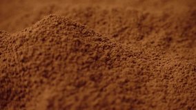 Rotating of cacao powder, cocoa powder, close-up, 4K