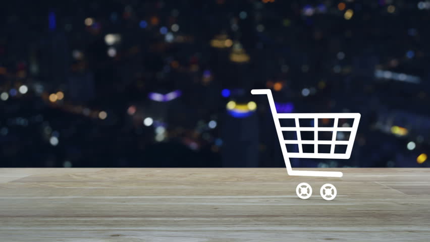 Shopping Cart Icon On Wooden Stock Footage Video 100 Royalty