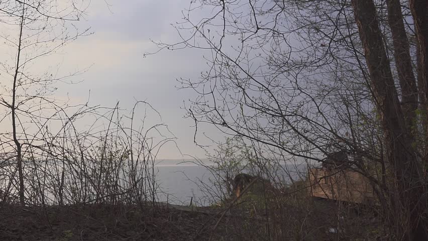 fisherman begins fishing on the lake in the morning