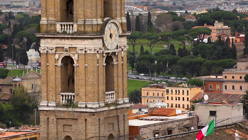 View on the rooftops of Rome, Italy. Rome skyline.
