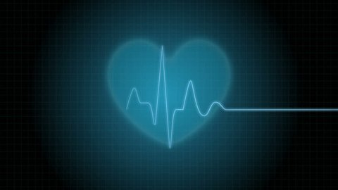 Animation Cardiogram and Pulsing Heart on a Black background. animation graphics ECG heart. Health Concept
