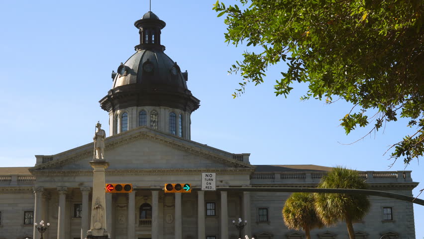 Stop Light Downtown Columbia South Carolina State House Capital