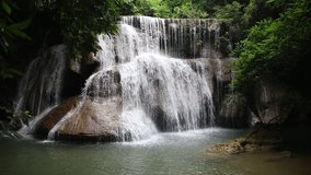 Video Huai Mae Khamin Waterfall landmark tourist of Thailand