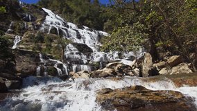 Mae Ya Waterfall. Chiang Mai. Thailand. Video 4k with natural sound