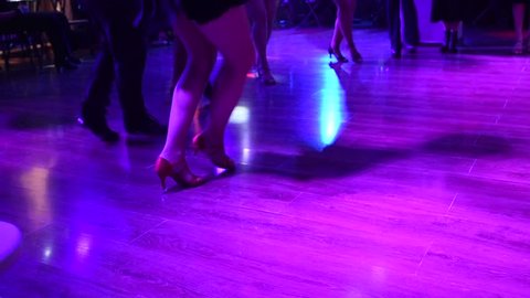 three women one man dance night Stock Footage Video (100% Royalty-free