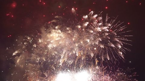 Professional video of fireworks show in 4K slow motion 60fps