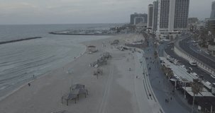 Tel Aviv beach 4k aerial drone footage