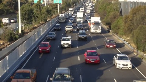 Yarraville, VIC/Australia-May 8th 2018: rush hour traffic on Melbourne's West Gate Freeway.