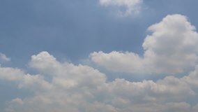 Dramatic atmosphere panorama view 4K Time-lapse footage video clip of blue sky and clouds on beautiful summer day.