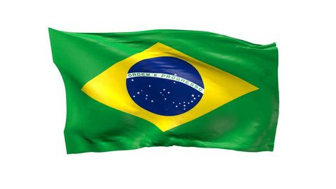 Waving flag of Brazil, 3d animation