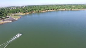Aerial video of Lake Lewisville in Texas
