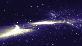 Space blue background with particles. Space azure dust with stars on black background. Sunlight of beams and gloss of particles galaxies.