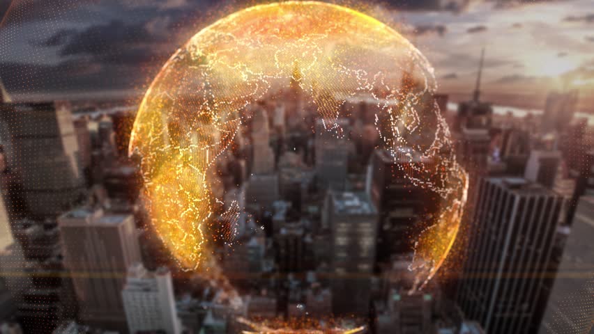 Digital data globe.3D rendering of a scientific technology data network surrounding planet earth conveying connectivity, complexity and data flood of modern digital age Royalty-Free Stock Footage #1010816855