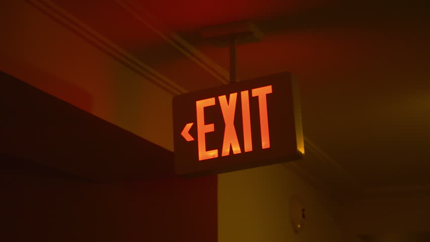 Exit emergency sign in 4K Royalty-Free Stock Footage #1010823194