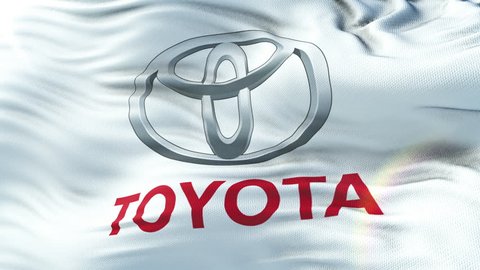 TOYOTA flag waving on sun. Seamless loop with highly detailed fabric texture. Loop ready in 4k resolution.