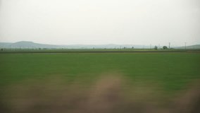 Window View from Train, Car or Bus, 4k video 3840X2160, No edit, No Color Correction