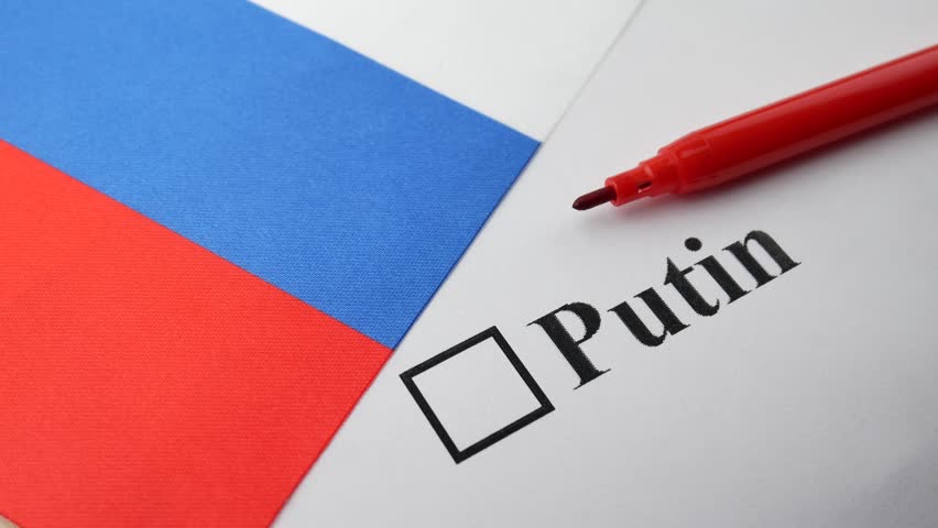 Voting paper ballot on president election in Russia. Concept of election in Russia