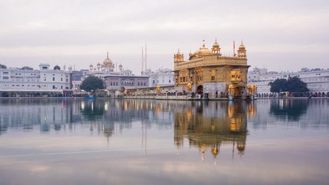 Jan 2018, India, Punjab, Amritsar, (Golden Temple), The Harmandir Sahib, one of the most revered spiritual sites of Sikhism - time lapse