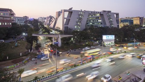 Jan 2018, India, Hyderabad, capital of Telangana State, (Andhra Pradesh), Hi Tech City, India's IT centre - time lapse