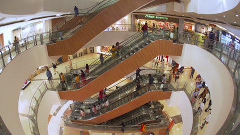 Jan 2018, India, capital of Telengana State, (Andhra Pradesh), Hyderabad, interior of a modern shopping Mall
