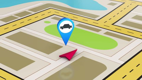 Car service and navigation map as animation ஸ்டாக் வீடியோ