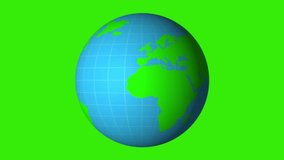 3D Earth world map. 360 rotating globe footage for presentations, news screensavers. 2D Motion Graphic Animation with Luma Matte Alpha channel. Flat style cartoon illustration.