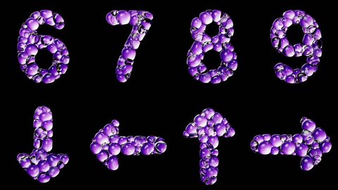 Alphabet from water bubble isolated on a black background. 3d rendering 4K
